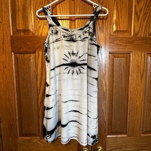 Gray & Black Sun Sunflower Long Top Sz Large w Straps